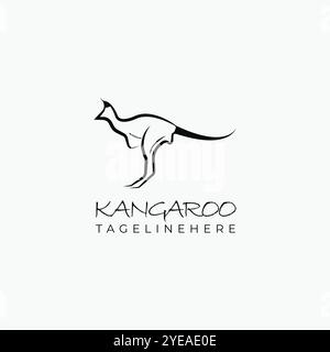Kangaroo line art minimal logo design Stock Vector