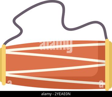 This dholak is a traditional indian drum often used in folk music and religious ceremonies Stock Vector