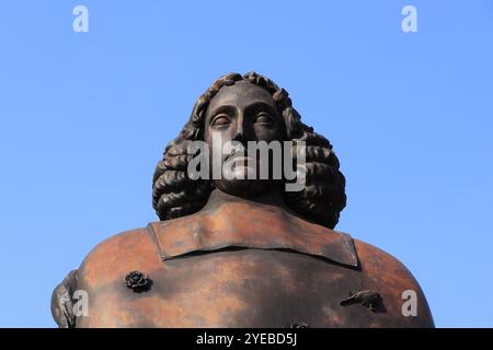 Bronze Spinoza Monument Detail in Amsterdam, Netherlands Stock Photo