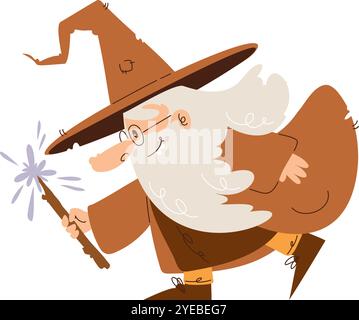 Old wizard casting spell cartoon illustration Stock Vector Image & Art ...