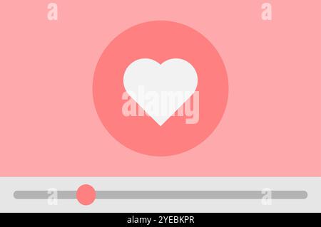 Heart icon on a video screen. Stock Vector