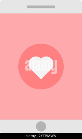 Smartphone with heart icon. Simple heart icon. Stock Vector