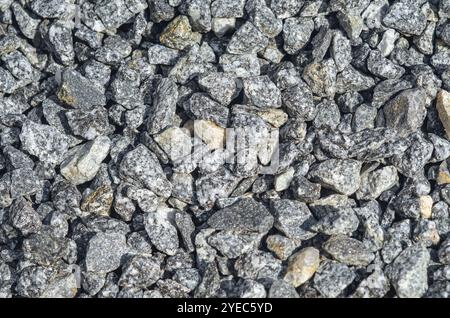 Gray gravel with small jagged edges creating an abstract surface for backdrop. Use in construction Stock Photo