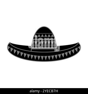 Vector Mexican sombrero with maracas. Cinco de mayo symbol isolated on white background. Stock Vector