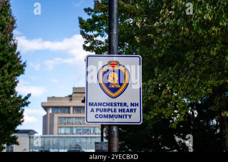 Manchester, New Hampshire - Oct. 9, 2024: Manchester is a community that honors the sacrifices of military personnel who have been wounded or killed i Stock Photo