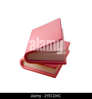 3D vector illustration of two stacked pink books. A minimal and modern design representing education, knowledge, literature, or learning. Ideal for Stock Vector