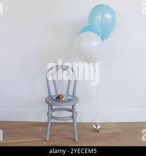 Children's party chair with balloons Stock Photo