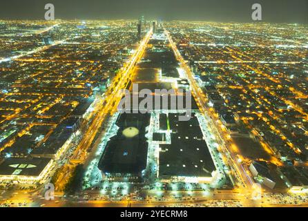 Riyadh city night skyline view from the top of Kingdom tower, skybridge. Saudi Arabia Stock Photo