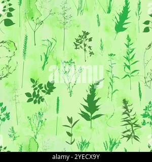 Green seamless background with grass. hand drawing. Not AI, Vector illustration Stock Vector