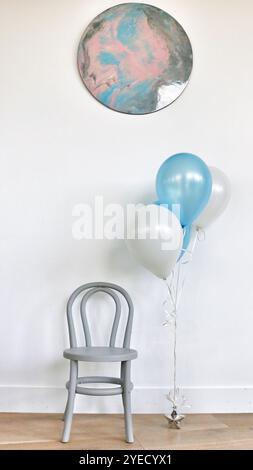 Children's party chair with balloons Stock Photo