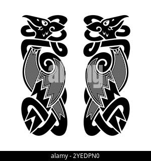 The Phoenix bird. Illustration in the Scandinavian Celtic style Stock Vector