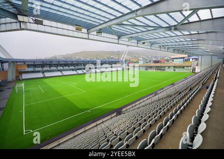 Tórsvøllur football stadium on the sport site of Gundadalur in Tórshavn, Faroe Islands Stock Photo