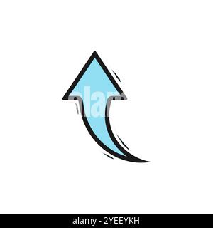 Black outline of a blue arrow. Grunge arrow. Growth arrow. Arrow direction up or straight vector. Blue arrow symbol. Growth logo. Stock Vector