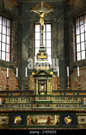 Cross with Christ on the altar in the Medici Chapel in Florence Italy Stock Photo