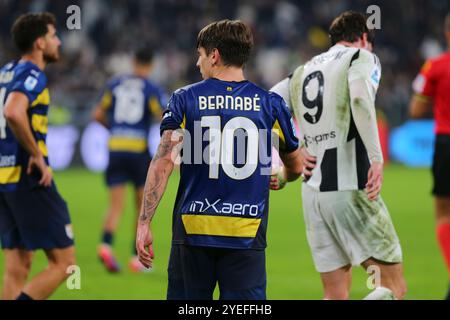 Adrián Bernabé of Parma Calcio 1913 during the Serie A match between Juventus FC and Parma Calcio 1913 on October 30, 2024 at Allianz Stadium in Turin Stock Photo