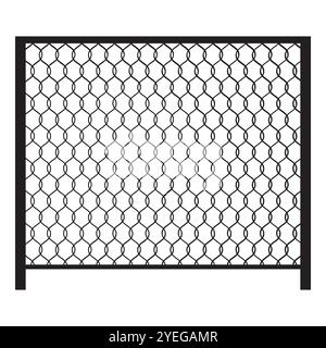 Fence panel icon. Wire mesh vector. Protective grid symbol. Chain link fence outline. Stock Vector