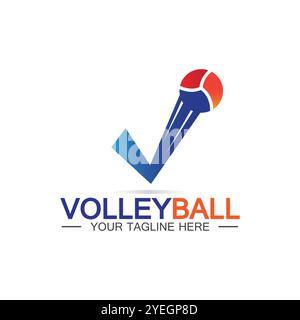 Volleyball logo icon design vector template, Modern design, isolated on white background, can use for Volleyball Championship Logo Stock Vector