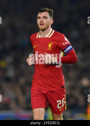 Brighton, UK. 21st Sep, 2024. Brighton, England - October 30: Liverpool's Andrew Robertson during the Carabao Cup 2024/25 match between Brighton & Hove Albion FC v Liverpool FC at Amex Stadium on October 30, 2024 in Brighton, England. (David Horton/SPP) Credit: SPP Sport Press Photo. /Alamy Live News Stock Photo