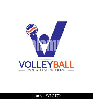 Volleyball logo icon design vector template, Modern design, isolated on white background, can use for Volleyball Championship Logo Stock Vector