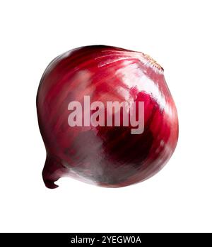 Top view of red or purple onion bulb is isolated on white background with clipping path. Stock Photo