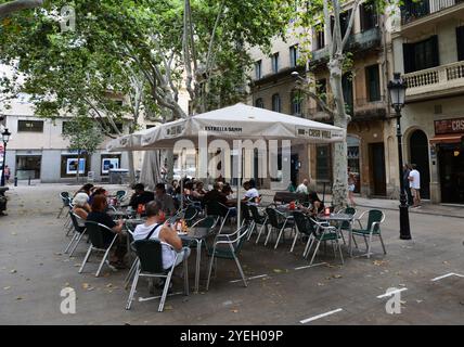 Plaça de Rovira i Trias in Gràcia, Barcelona, Spain. Stock Photo