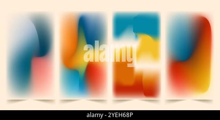 A set of four vibrant and colorful gradient backgrounds. Perfect for modern and trendy design projects. Stock Vector