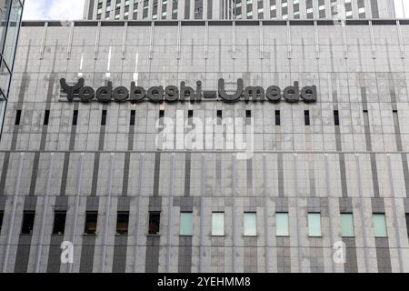 Yodobashi-umeda building showing its huge sign in osaka, japan Stock Photo