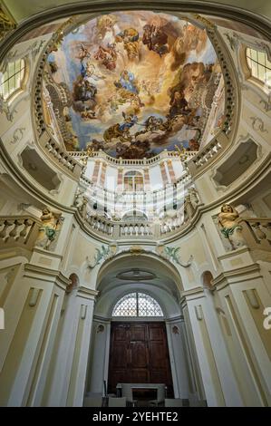 Ceiling fresco in the Baroque staircase from 1723, Wurzach Castle, Bad Wurzach, Allgaeu, Baden-Wuerttemberg, Germany, Europe Stock Photo