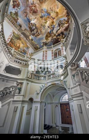 Frescoes in the Baroque staircase from 1723, Wurzach Castle, Bad Wurzach, Allgaeu, Baden-Wuerttemberg, Germany, Europe Stock Photo