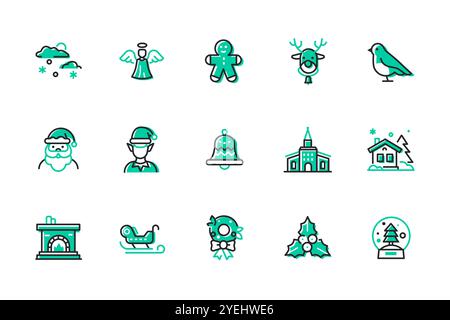 Winter holidays and New Year - set of line design style icons Stock Vector