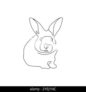 Rabbit in continuous one line drawing style. Easter bunny in simple minimalistic style. Vector illustration Stock Vector