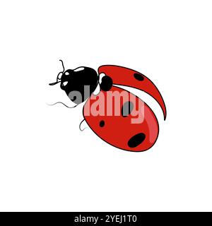 Red ladybug or ladybird. Line art vector illustration. Stock Vector