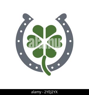 horseshoe clover icon logo design template Stock Vector