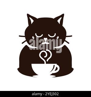 cat coffee icon logo design template Stock Vector