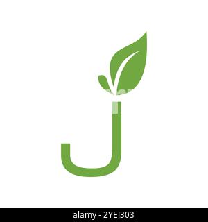 initial letter j leaf icon logo design template Stock Vector