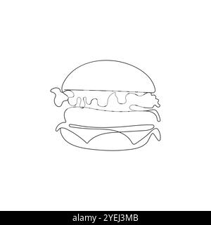 Burger one line drawing minimalist outline vector illustration Stock ...
