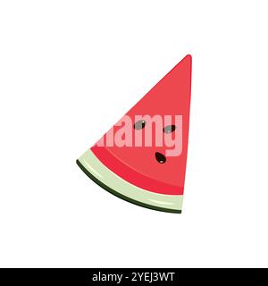 Watermelon wedge. Red watermelon slice. Flat vector illustration. Stock Vector
