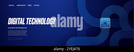 Horizontal technology background with AI semiconductor or chip Stock Vector