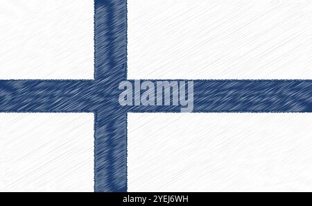 Finland Independence Day December 6. Scribble style Finland flag vector background. Poster, card, banner. Stock Vector