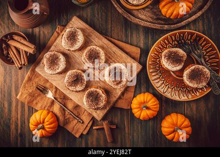 Homemade pumpkin muffins with cheesecake icing Stock Photo