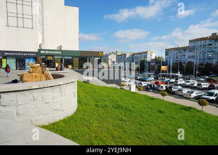 Chisinau, Moldova. October 25, 2024.  the McDonald's fast food restaurant sign  in the city center Stock Photo