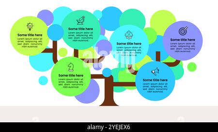 Infographic template with icons and 6 options or steps. Abstract tree. Can be used for workflow layout, diagram, banner, webdesign. Vector illustratio Stock Vector