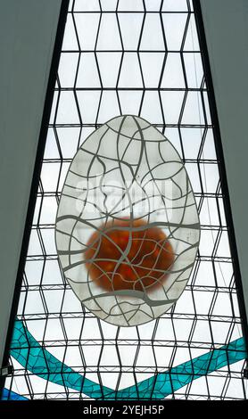 Close-up on stained-glass decoration inside Brasilia´s Cathedral Stock Photo
