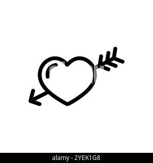 Cupid Arrow line icon. linear style sign for mobile concept and web design. Heart pierced by an arrow outline vector icon. Love symbol, logo illustrat Stock Vector