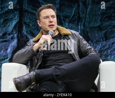 AUSTIN, TX - MARCH 11: Elon Musk speaks onstage at Elon Musk Answers Your Questions! during SXSW at ACL Live on March 12, 2018 in Austin, Texas. Stock Photo