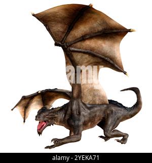 3D rendering of a fantasy dragon isolated on white background Stock ...