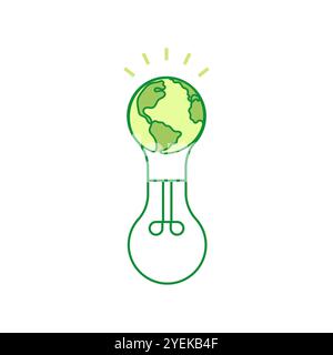 Earth Day. Light bulb with planet earth inside. Earth hour. Energy saving. Vector illustration. Stock Vector