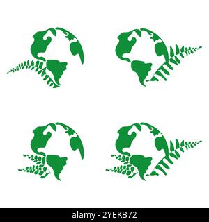 Green Planet Earth silhouette. Earth day. Ecology concept, logotype. Vector illustration. Stock Vector