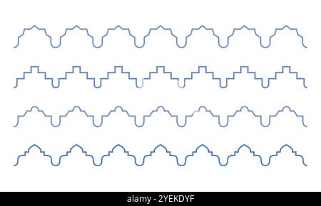 Simple line arabic border. Ramadan kareem arabian, saudi vector divider. Stock Vector
