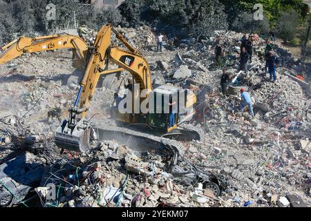 Sarafand, Lebanon. 30th Oct, 2024. This photo shows the damage caused by Israeli airstrikes in Sarafand, Lebanon, on Oct. 30, 2024. Israeli airstrikes targeted dozens of towns and villages in eastern and southern Lebanon on Wednesday, killing 31 people and injuring 27 others, according to official and military sources in Lebanon. Credit: Ali Hashisho/Xinhua/Alamy Live News Stock Photo